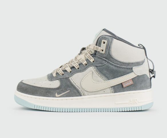 Nike Air Force 1 Mid Grey / White Blue Ftwr. with Fur Wmns